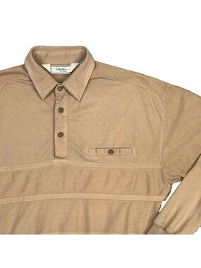 Classics by Palmland Polo Shirt Mens Medium M Tan Grandpa Casual Vintage 90s Y2K